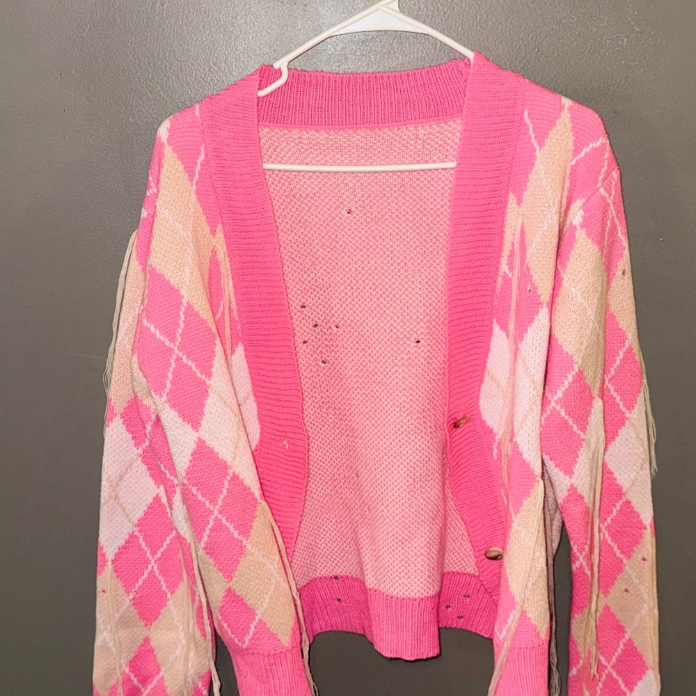 Pink Argyle Women's Sweater Set